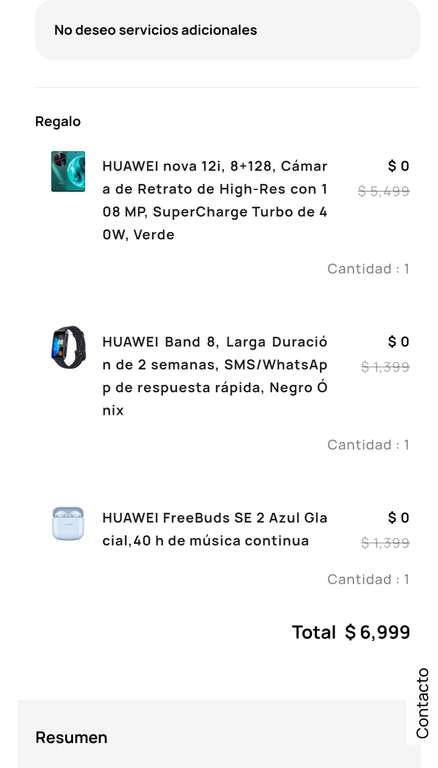 Tienda Huawei: 2 Huawei Nova 12i 128 + 8 más Huawei Band 8 más Huawei FreeBuds SE 2