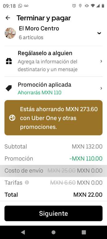 Uber Eats [MORO]: 6 ORDENES DE CHURROS POR $22 | Leer descripción (siendo member One)