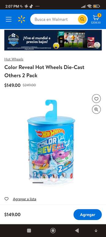 Walmart: Color Reveal Hot Wheels Die-Cast Otros 2 Pack