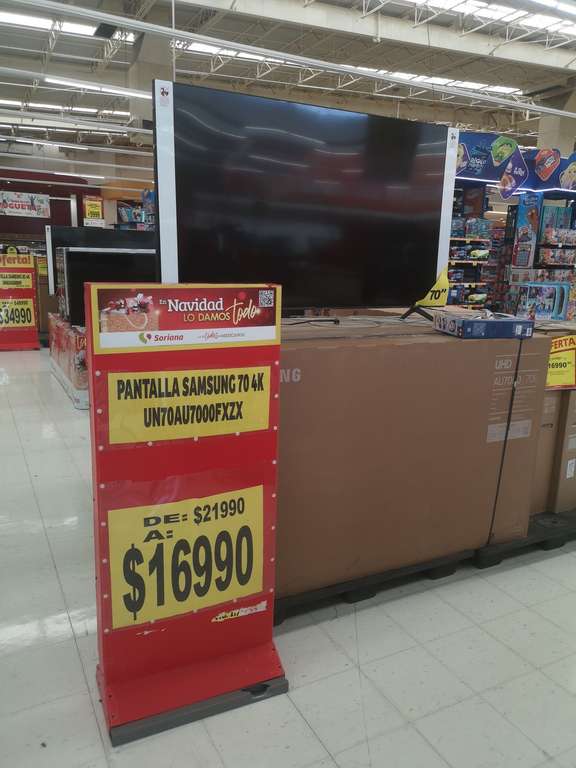 Soriana: Pantalla Samsung 70" AU7000 em $16,990
