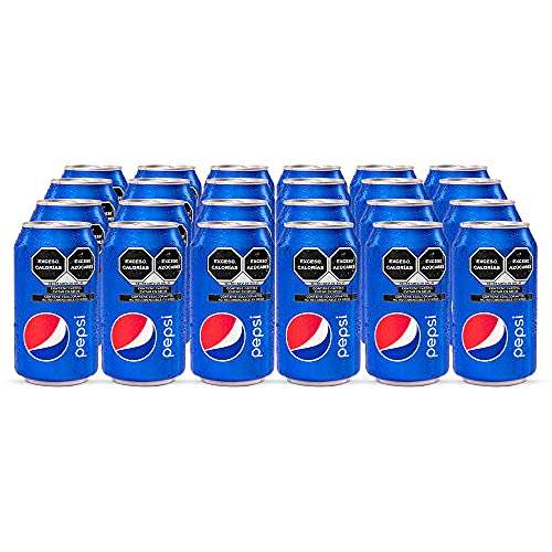 Amazon: Pepsi Cola Refresco de Lata de 355 mililitros. Paquete de 24 latas | Planea y Ahorra, envío gratis con Prime