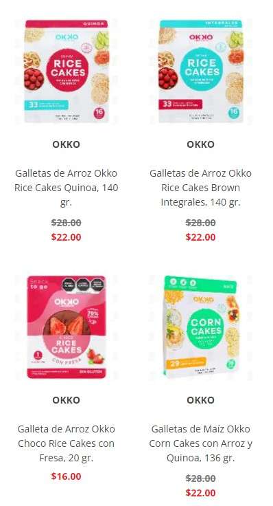 Galletas Okko de arroz y quinoa, 16 piezas en Farmacias Guadalajara