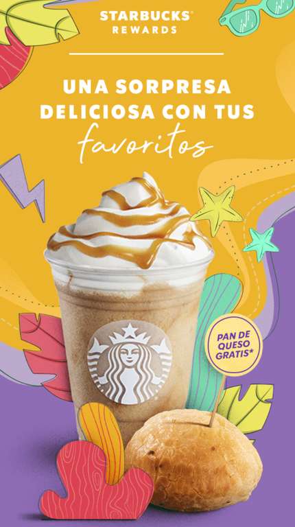Starbucks Rewards - Pan de Queso de cortesía al comprar bebidas Grandes o Venti