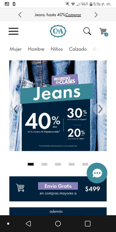 C&A: Hasta el 40% de descuento comprando 4 pantalones