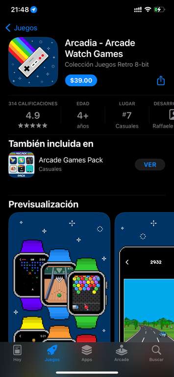 App Store: Arcadia - Arcade Watch Games - Juegos para iPhone - Watch - TV
