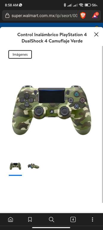 Walmart: Control Inalámbrico PlayStation 4 DualShock 4 Camuflaje Verde