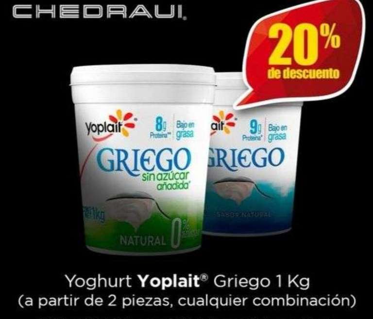 Chedraui: 20% de descuento en Yoghurts Yoplait Griegos, Frutos del Bosque y Frutos Tropicales 1 kg, a partir de 2 piezas