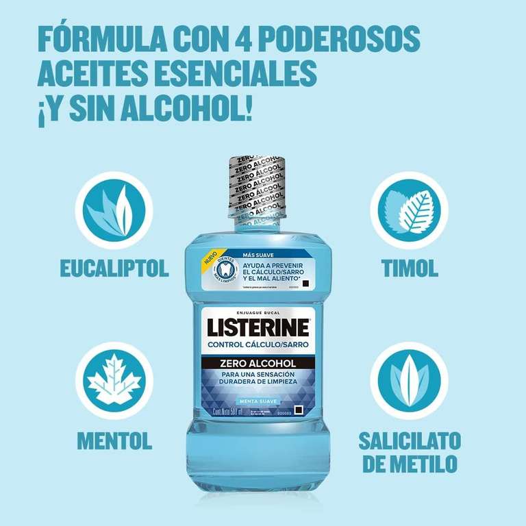 Amazon: Enjuague Bucal Listerine Control Antisarro Zero Alcohol 500ml | envío gratis con Prime