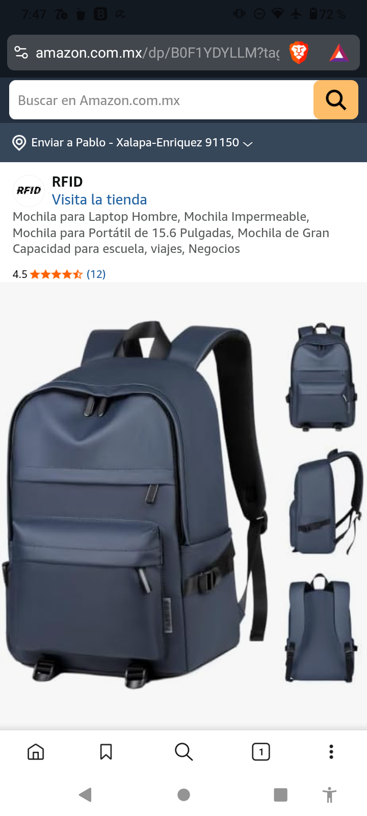 Amazon: Mochila para Laptop Hombre, Mochila Impermeable, Mochila para Portátil de 15.6 Pulgadas