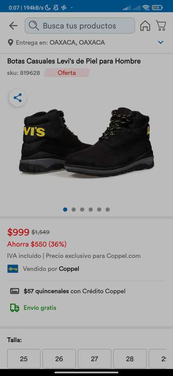 Coppel: Botas casuales Levis, de piel, del 25 al 30 - promodescuentos.com