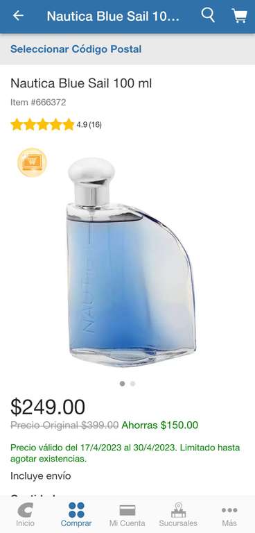 Costco: Fragancia Nautica blue sail 100 ml para caballero