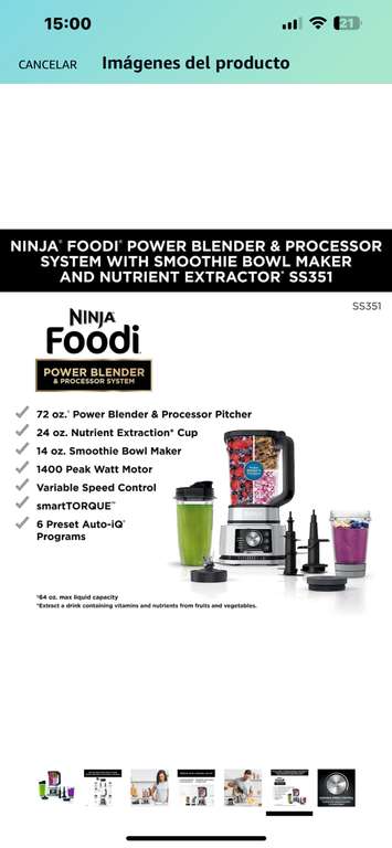 Amazon: Licuadora Ninja SS351 Foodi (Reacondicionada )