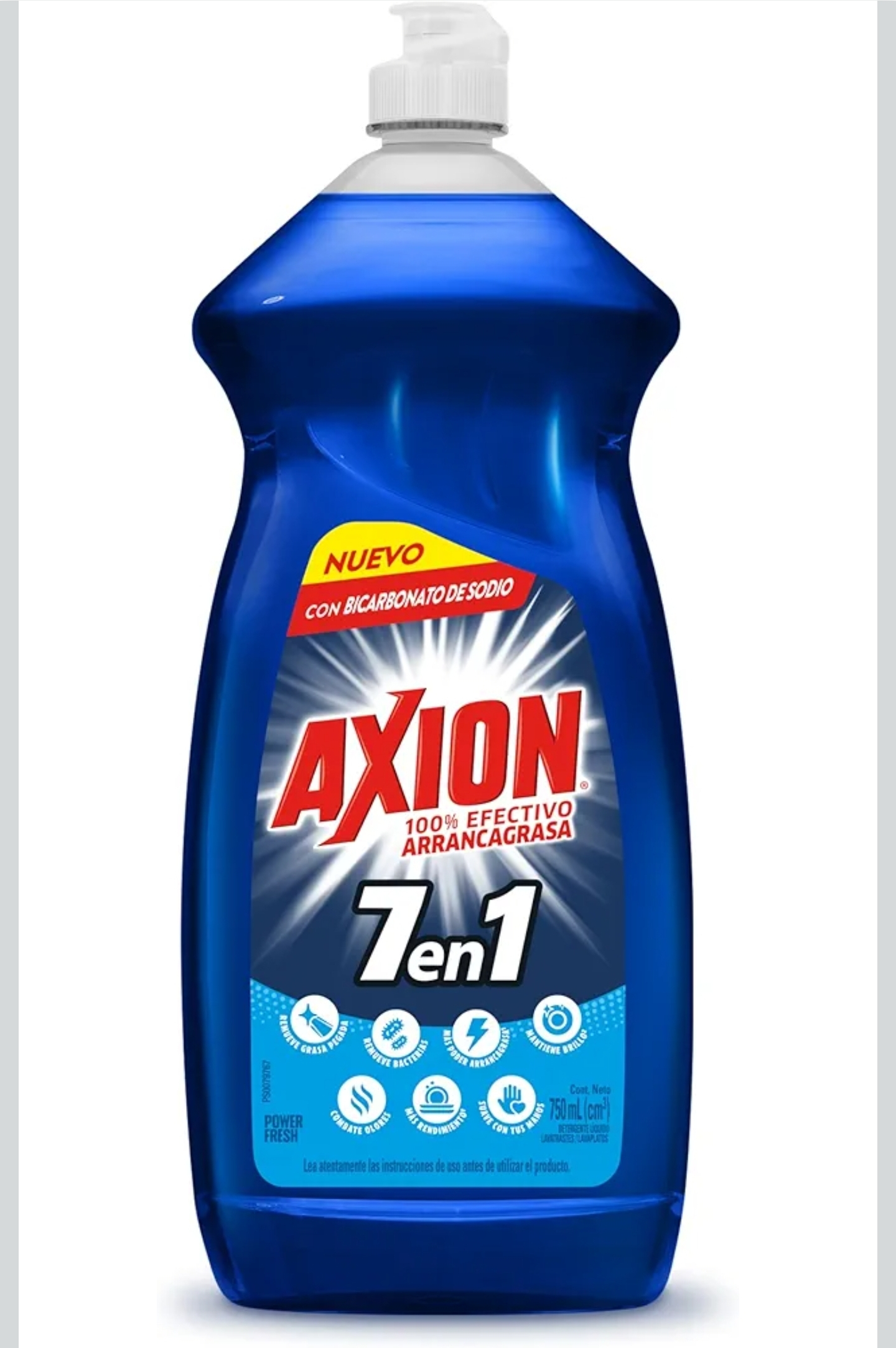 Amazon: $34 | Comprando 2| Axion Blue Lavatrastes Líquido 7 en 1 con Bicarbonato de Sodio 900 mL