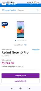 Telcel: Celular Xiaomi Redmi Note 10 Pro 128gb/6gb