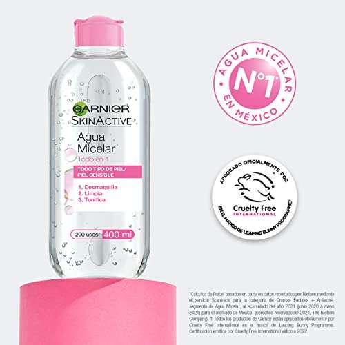 Amazon: Garnier Skin Naturals Face Agua Micelar Desmaquillante para Todo Tipo de Piel, 400 ml, planea y ahorra
