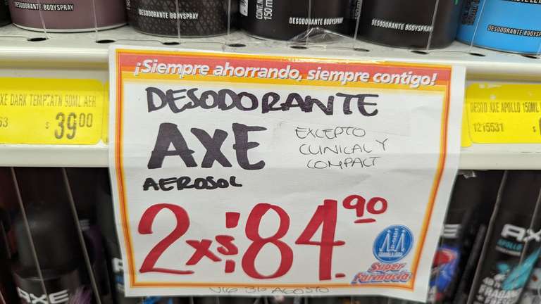 Farmacias Guadalaja: Desodorante Axe En Aerosol 2 x $84.90 (PU $42.45)