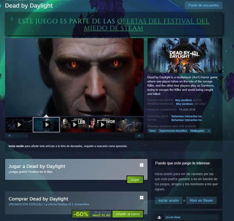 Steam: Dead by Daylight -60%
