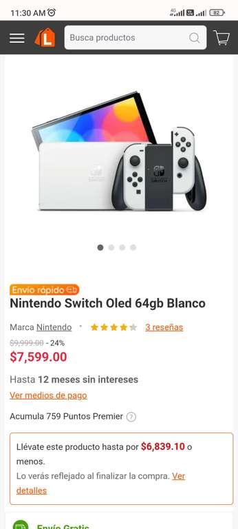 Linio: Nintendo switch oled 64gb color blanco con kueski.