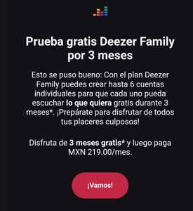 Prueba gratis Deezer Family por 3 meses usuarios selecionados