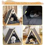 Amazon: Tienda de Campaña Teepee para Mascotas Gatos Perros Tipi Cama Tapete, 2 en 1 Casa Cueva Triangular con Almohadilla