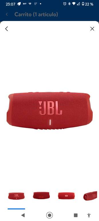 Walmat: Bocina Portátil JBL Harman Charge 5 con Bluetooth, Impermeable IP67 en color Rojo