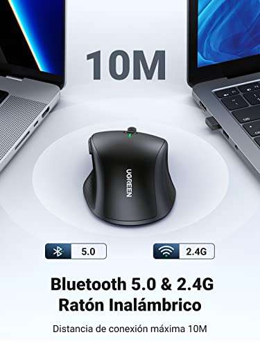 Amazon: UGREEN Ratón Bluetooth Inalámbrico 2.4G, Wireless Mouse, 4000 dpi, 6 Botones, Ratón Ergonómico para Ordenador Portátil