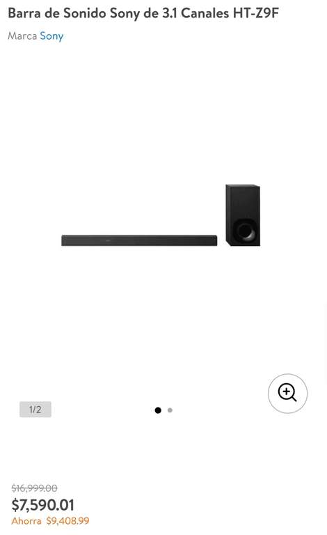 Walmart: Barra de Sonido Sony de 3.1 Canales HT-Z9F