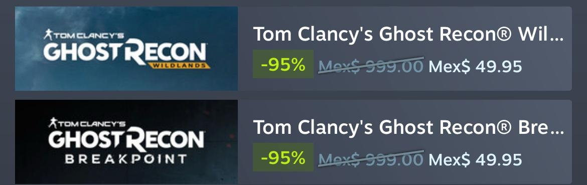 STEAM: Tom Clancy's Ghost Recon Breakpoint y Wildlands