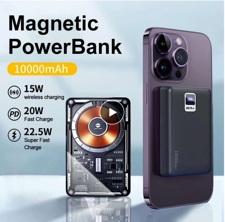 AliExpress: WEKOME-Power Bank magnético inalámbrico PD, 20W, carga rápida, 10000mAh