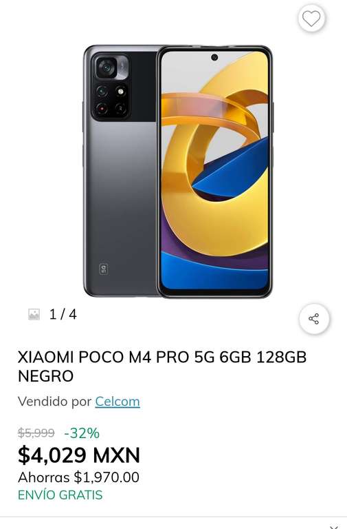 Claro Shop: XIAOMI POCO M4 PRO 5G 6GB 128GB $4029