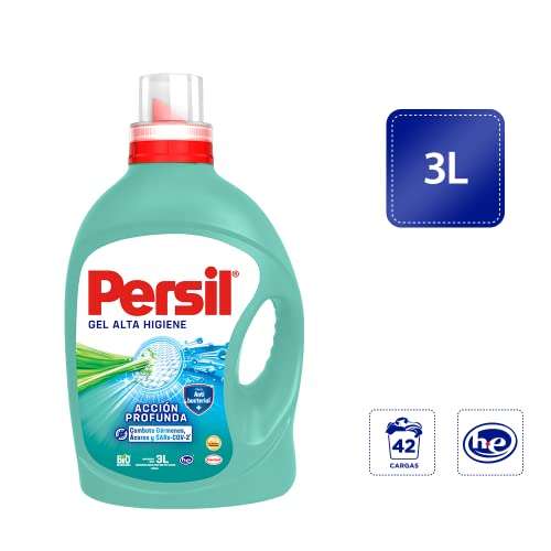 Amazon: Persil - Detergente Gel Alta Higiene 3L Acción Profunda Plus con Efecto Anti-Bacterial | Planea y Ahorra, envío gratis con Prime