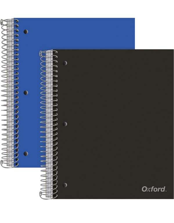 Amazon: Oxford Cuadernos de 3 materias, tapas de colores surtidos, 150 hojas, 3 bolsillos divisores, 2 pack | Envío gratis con Prime