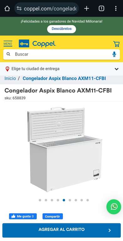 Congelador Aspix Blanco 11 pies AXM11-CFBI en Coppel