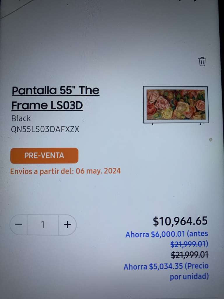 Samsung Store: Pantalla 55" The Frame LS03D con cupones, HSBC y PayPal en una exhibición