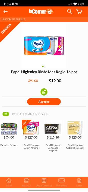 La Comer: Papel higiénico regio con 16pz en $19