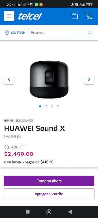 Telcel: Bocina Bluetooth Huawei Sound X