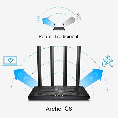 Amazon: TP-Link Archer C6, Router Wi-Fi Gigabit de Doble Banda, 1167Mbps, 4 Antenas externas | Pagando en efectivo
