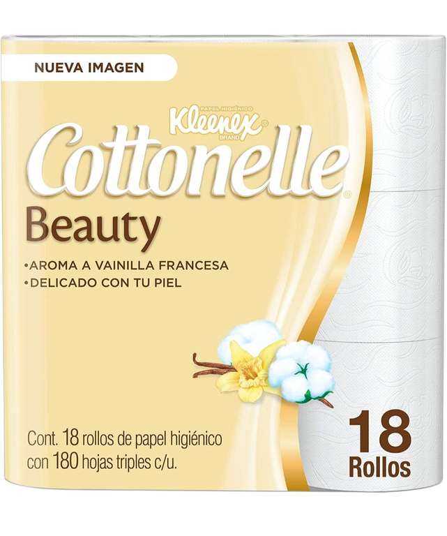 Amazon Kleenex Cottonelle Beauty, Papel Higiénico, color Blanco, 18 Rollos x 180 Hojas Triples planea y cancela