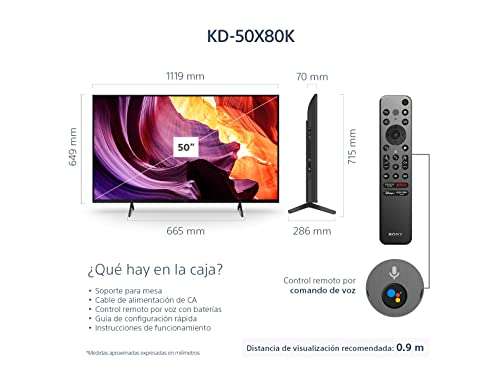 Amazon: Sony Pantalla X80K 50 Pulgadas