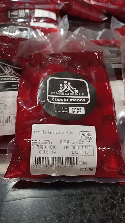 Chedraui: Cereza roja en almibar a $28 el kilo