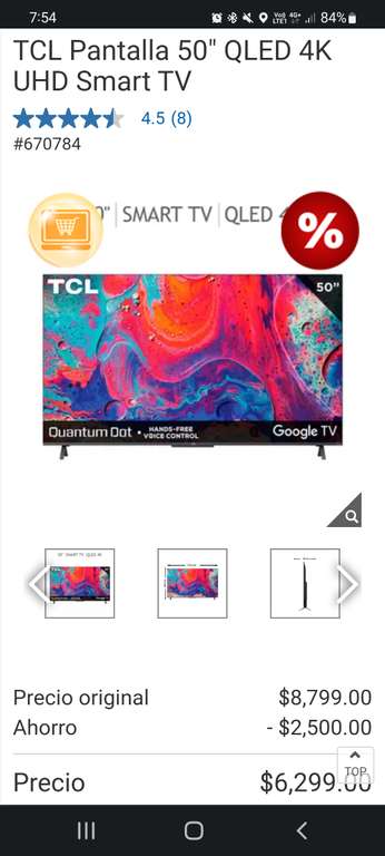 Costco: TCL Pantalla 50" QLED 4K UHD Smart TV