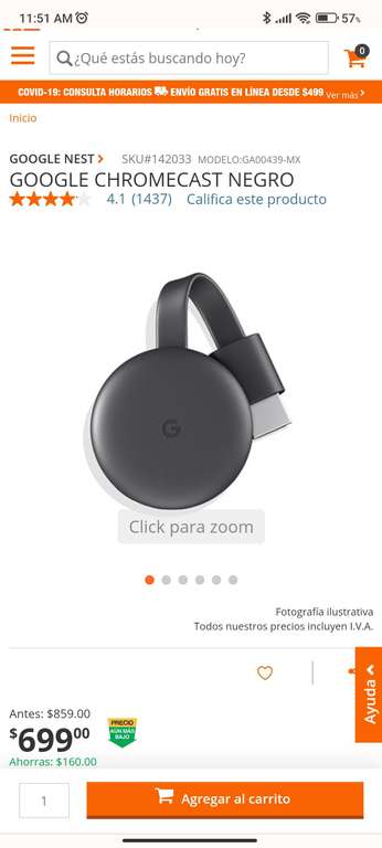 Home Depot: Google Chromecast 3ra generación