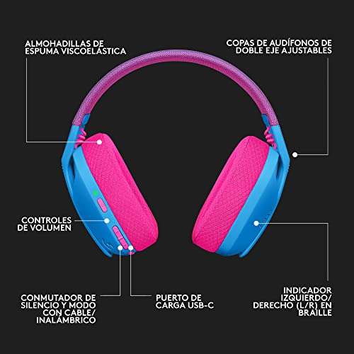 Amazon: Logitech G435 LIGHTSPEED Audífonos Inalámbricos Gaming Bluetooth - Ligeros, on-ear, micrófonos integrados, batería de 18 horas