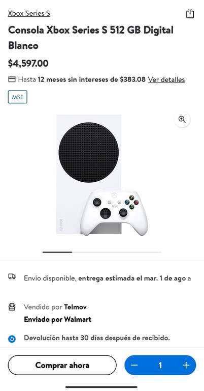 Walmart: Consola Xbox Series S 512 GB Digital Blanco NUEVO