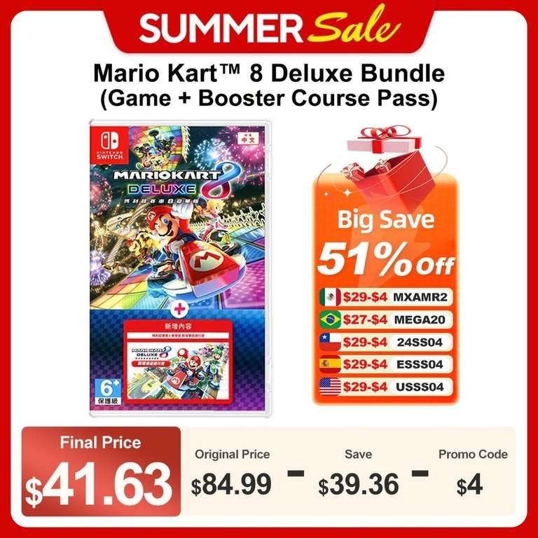AliExpress: Mario Kart 8 Deluxe Bundle (Juego & Booster Course Pass) Nintendo Switch