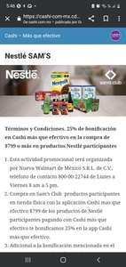 25% de bonificación en cashi comprando productos Nestlé seleccionados
