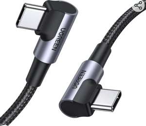 Amazon: Oferta por tiempo limitado: UGREEN Cable USB C a USB C 90 Grados 1M, 60W PD Carga Rapida 20V 3A, Cable USB C Carga Rapida Compatible