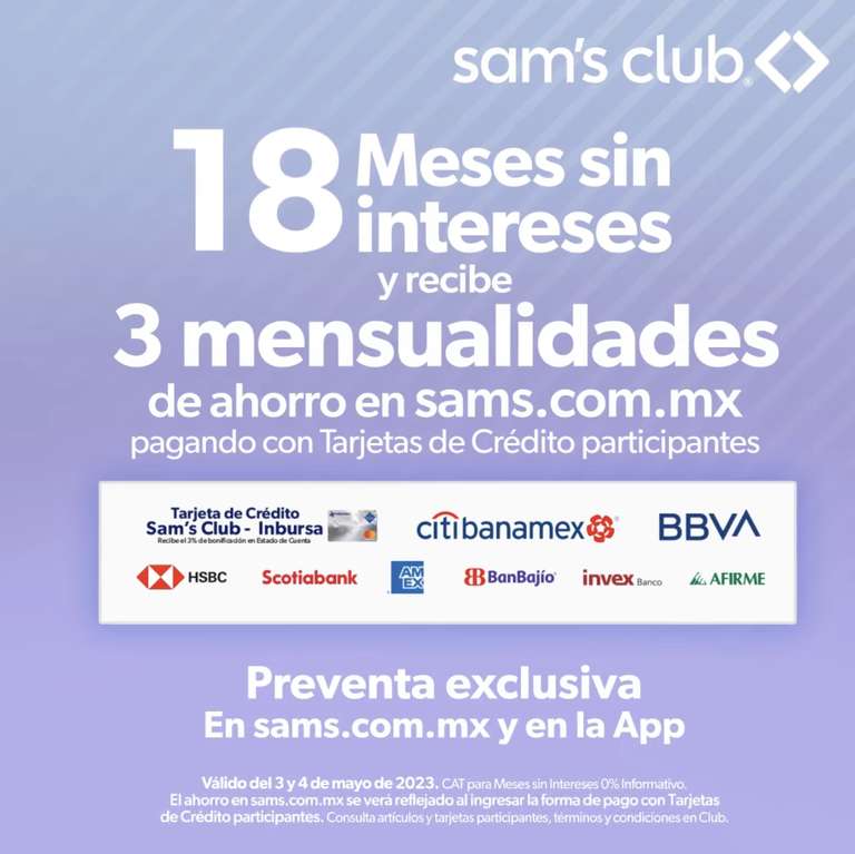 Día de las madres en Sam’s Club: 18 MSI + 3 de bonificación con HSBC, BBVA, Citibanamex y más