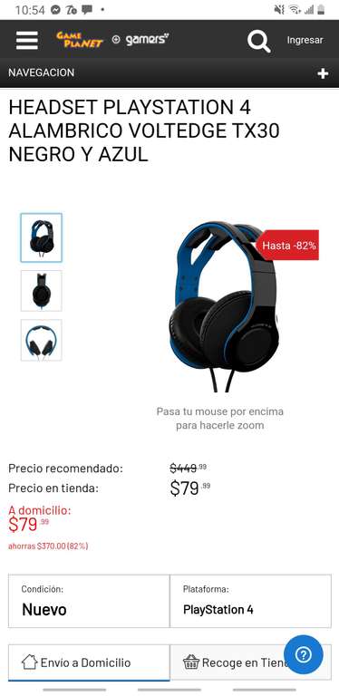 Game Planet: HEADSET PLAYSTATION 4 ALAMBRICO VOLTEDGE TX30 NEGRO Y AZUL