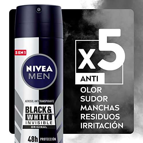 Amazon - NIVEA MEN Desodorante Antimanchas, Black & White Invisible Power | Planea y Ahorra